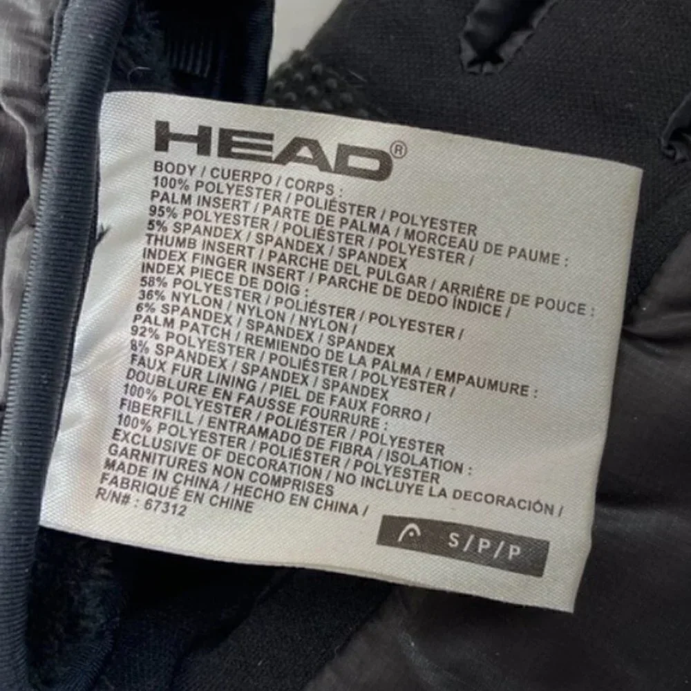 Head windproof fleece-lined black gloves, Small